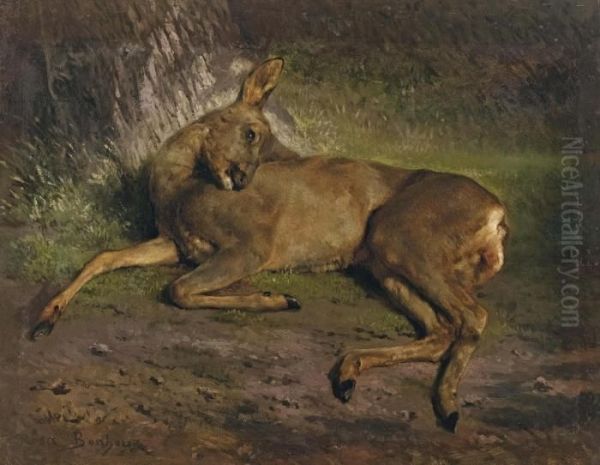 A Roe Deer In The Forest Oil Painting by Rosa Bonheur