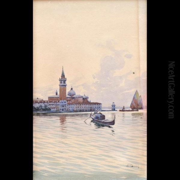 La Laguna Di Venezia Verso San Giorgio Oil Painting by Emilio Boni