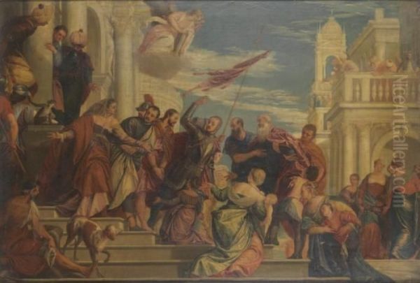 Saint Marc Et Saint Marcellin Oil Painting by Bonifacio Veronese (Pitati)