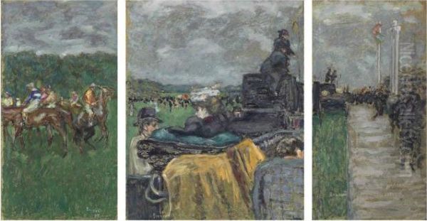 Les Courses A Longcham Oil Painting by Pierre Bonnard