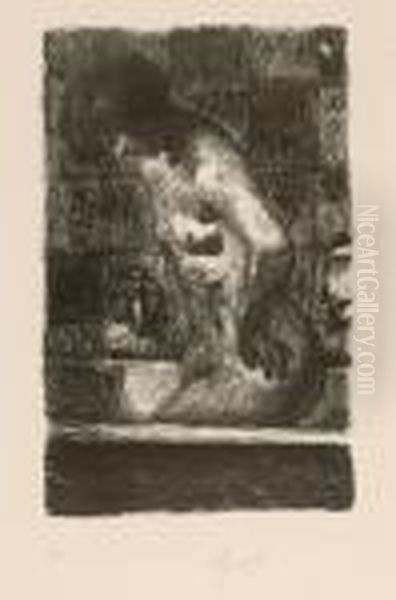 Femme Debout Dans Sa Baignoire Oil Painting by Pierre Bonnard