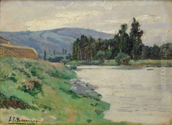 Bord De Riviere Oil Painting by Alexandre-Francois Bonnardel