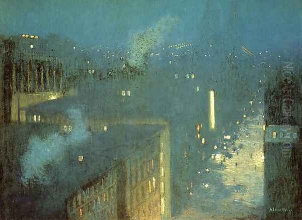 The Bridge: Nocturne Oil Painting by Julian Alden Weir