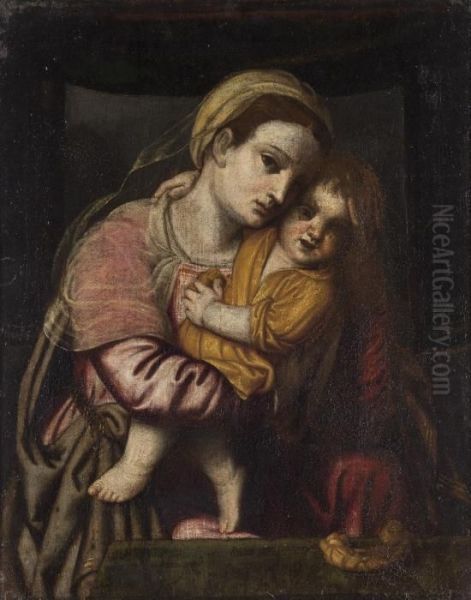 Madonna Col Bambino Oil Painting by Alessandro Bonvicino (Moretto da Brescia)