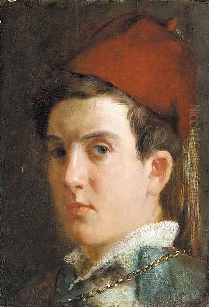 A Youth (Self-Portrait) Oil Painting by Julian Alden Weir