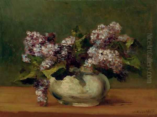 Lilacs in a Bowl Oil Painting by Julian Alden Weir