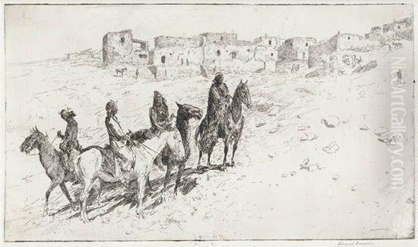 Navajo Visitors At Oraibi. Oil Painting by John Edward Borein