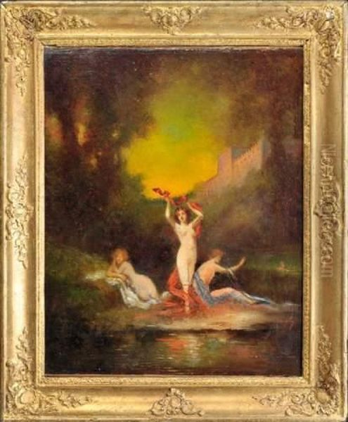 Femmes Au Bain Oil Painting by Frederic Borgella