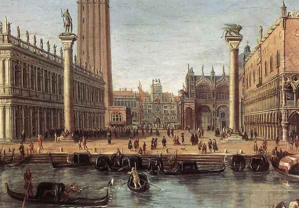 The Piazzetta from the Bacino di San Marco (detail) c. 1700 Oil Painting by Caspar Andriaans Van Wittel