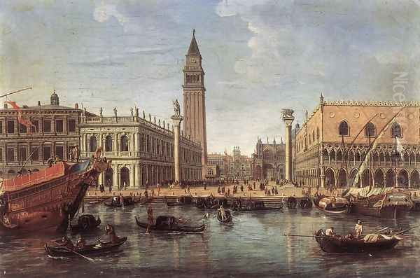 The Piazzetta from the Bacino di San Marco c. 1700 Oil Painting by Caspar Andriaans Van Wittel