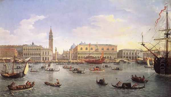 The Molo Seen from the Bacino di San Marco 1697 Oil Painting by Caspar Andriaans Van Wittel