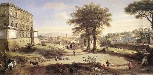 Villa Aldobrandini at Frascati 1720-25 Oil Painting by Caspar Andriaans Van Wittel