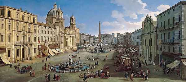 Piazza Navona, Roma Oil Painting by Caspar Andriaans Van Wittel