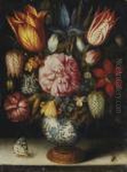 Bouquet De Tulipes, Rose, Iris, Oeillet Oil Painting by Ambrosius the Elder Bosschaert