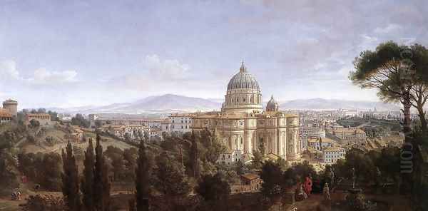 The St Peter's in Rome c. 1711 Oil Painting by Caspar Andriaans Van Wittel