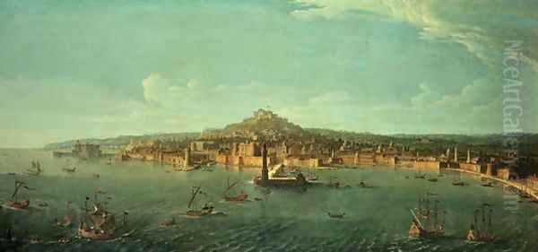 A View of Naples Oil Painting by Caspar Andriaans Van Wittel