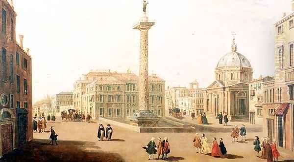 The Piazza Colonna, Rome Oil Painting by Caspar Andriaans Van Wittel