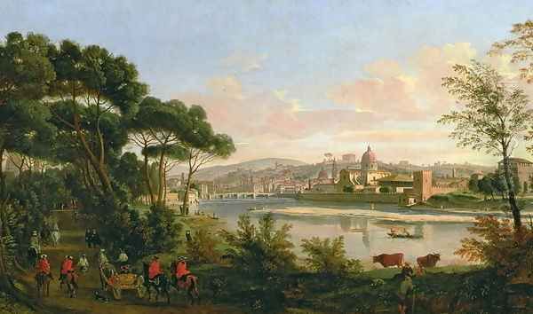 View of Florence from the Cascine Oil Painting by Caspar Andriaans Van Wittel