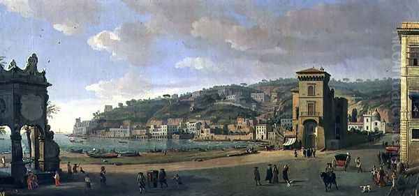 The Riviera of Chiaia at Naples Oil Painting by Caspar Andriaans Van Wittel