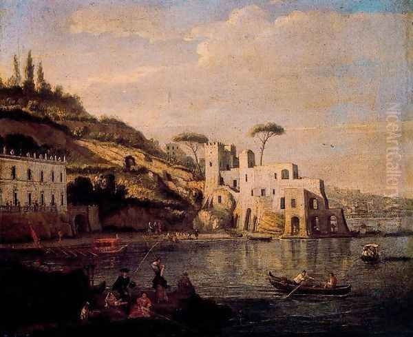 Near Naples Oil Painting by Caspar Andriaans Van Wittel