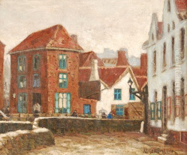 Street Scene Oil Painting by Albert Ernest Bottomley