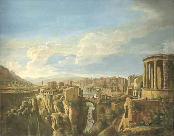 A view of Tivoli with the Temple of Vesta Oil Painting by Caspar Andriaans Van Wittel