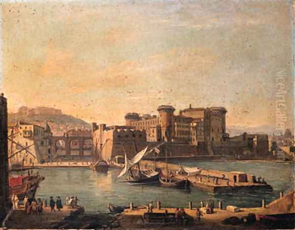 The Darsena, Naples Oil Painting by Caspar Andriaans Van Wittel