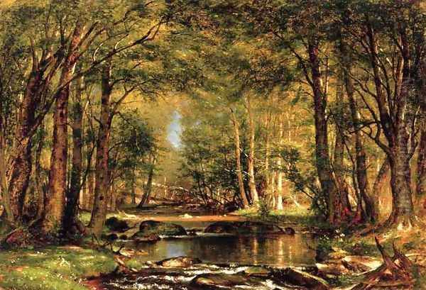 A Catskill Brook Oil Painting by Thomas Worthington Whittredge