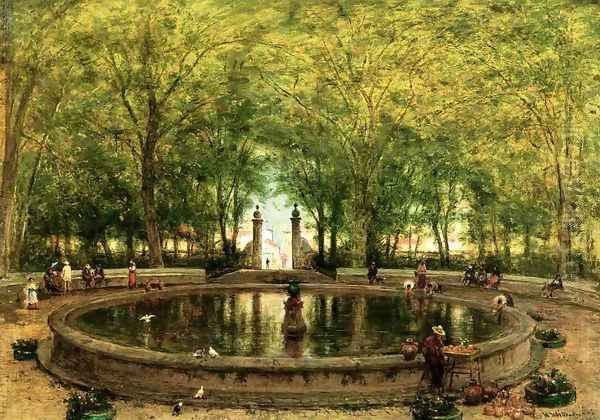 A Mexican Fountain, City of Orizaba Oil Painting by Thomas Worthington Whittredge