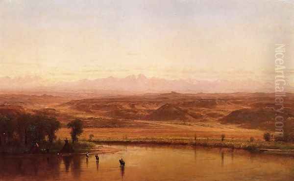 Along the Platte River, Colorado Oil Painting by Thomas Worthington Whittredge