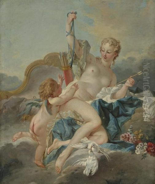 Venus Disarming Cupid Oil Painting by Francois Boucher