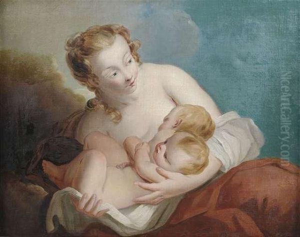 Venus Mit Zwei Amoretten Oil Painting by Francois Boucher