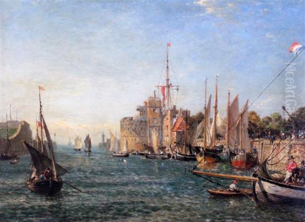 Shipping In Harbour Oil Painting by Eugene Boudin