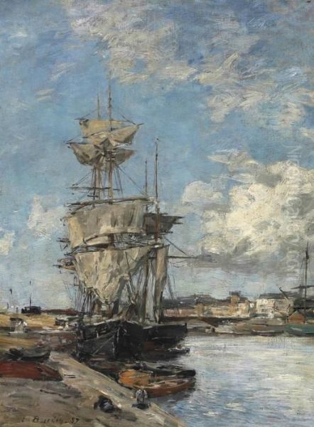 Trouville, Le Port Oil Painting by Eugene Boudin