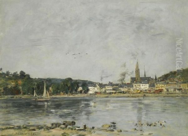 Caudebec-en-caux, Le Quai De La Seine Oil Painting by Eugene Boudin