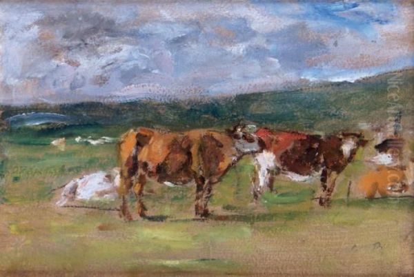 Vaches Dans Un Pturage Oil Painting by Eugene Boudin