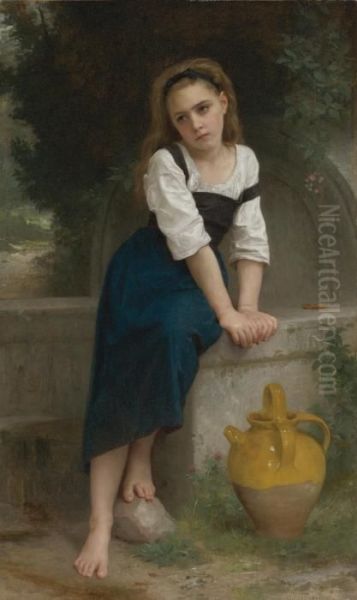 Orpheline A La Fontaine Oil Painting by William-Adolphe Bouguereau