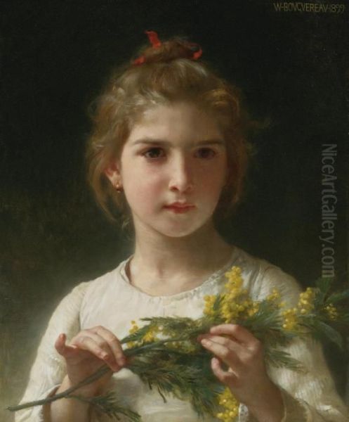 Mimosa Oil Painting by William-Adolphe Bouguereau