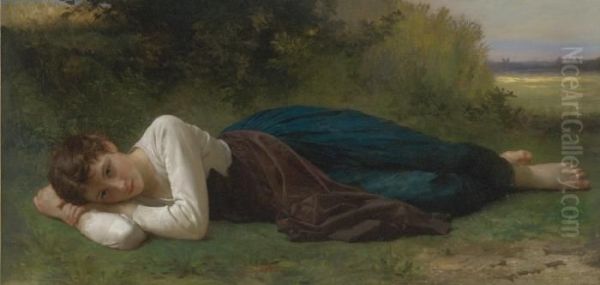 Le Repos (jeune Fille Couchee) Oil Painting by William-Adolphe Bouguereau