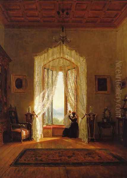 A Window, House on the Hudson River Oil Painting by Thomas Worthington Whittredge