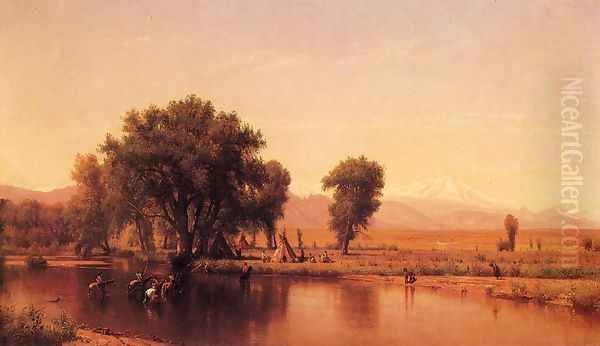 Crossing the Ford Oil Painting by Thomas Worthington Whittredge