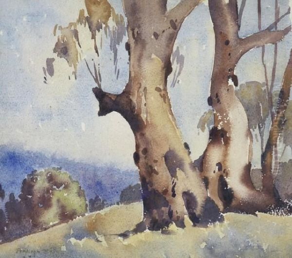 Hillside Gums Oil Painting by Theodore Penleigh Boyd