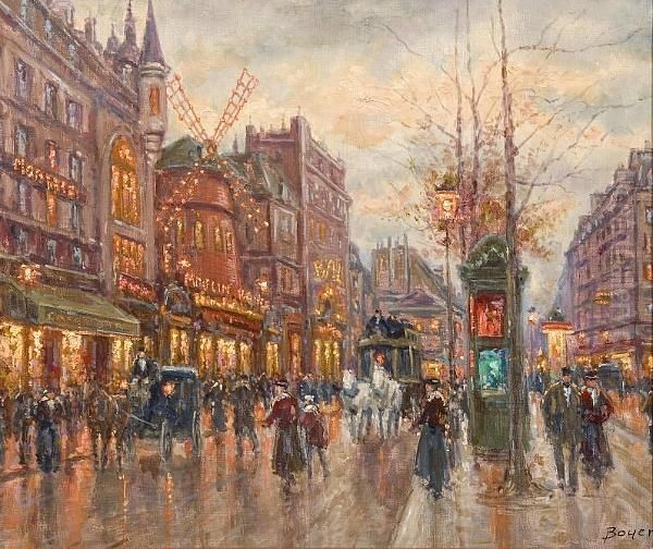 Continental Street Scene Oil Painting by Emile Boyer