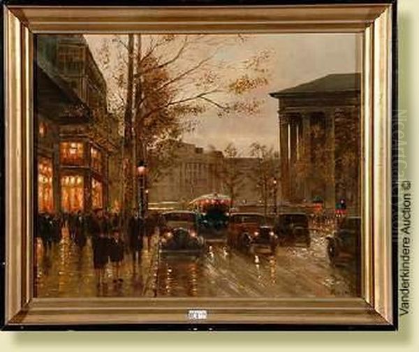 Place De La Madeleineanimee Oil Painting by Emile Boyer