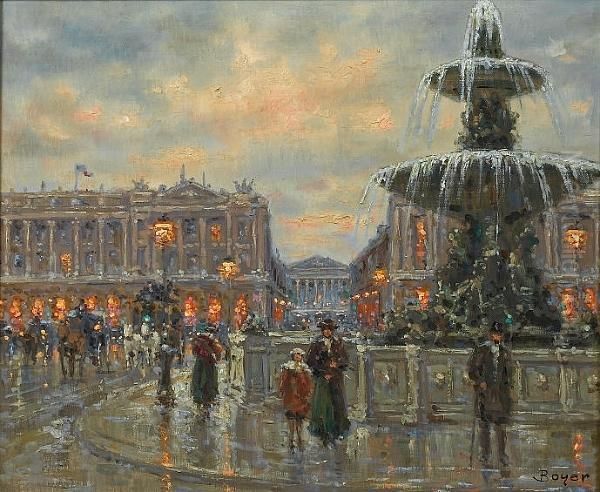 Place De La Concorde Oil Painting by Emile Boyer