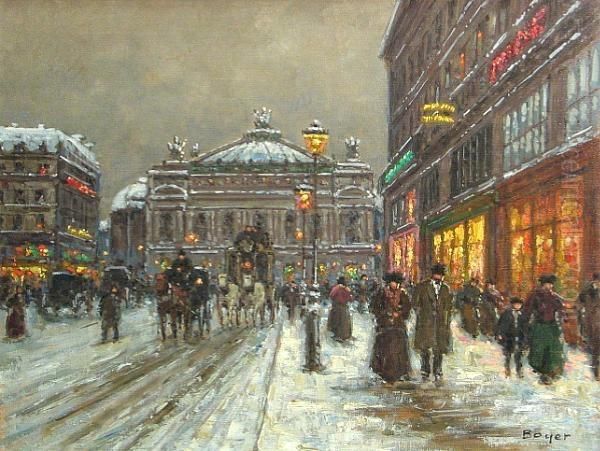 A View Of The Paris Opera House Oil Painting by Emile Boyer