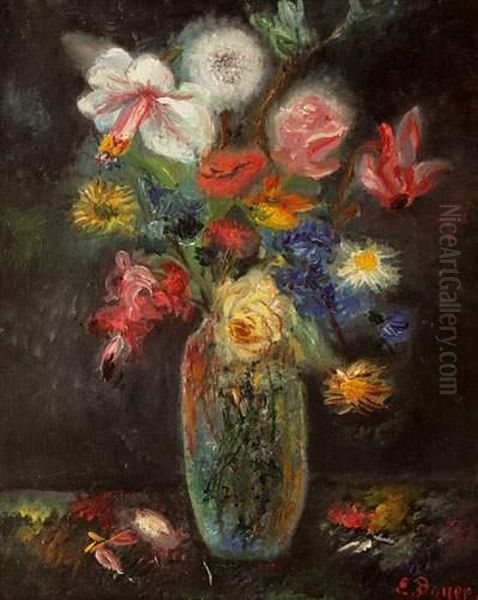 Bouquet De Fleurs Dans Un Vase Oil Painting by Emile Boyer