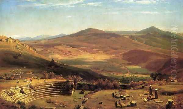 The Amphitheatre of Tusculum and Albano Mountains, Rome Oil Painting by Thomas Worthington Whittredge