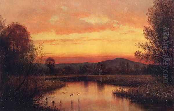 Twilight on the Marsh Oil Painting by Thomas Worthington Whittredge