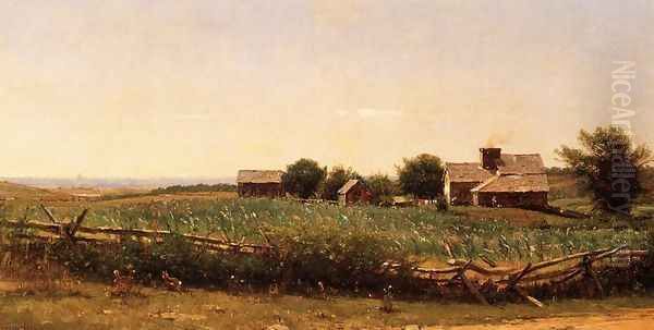 Farm by the Shore Oil Painting by Thomas Worthington Whittredge